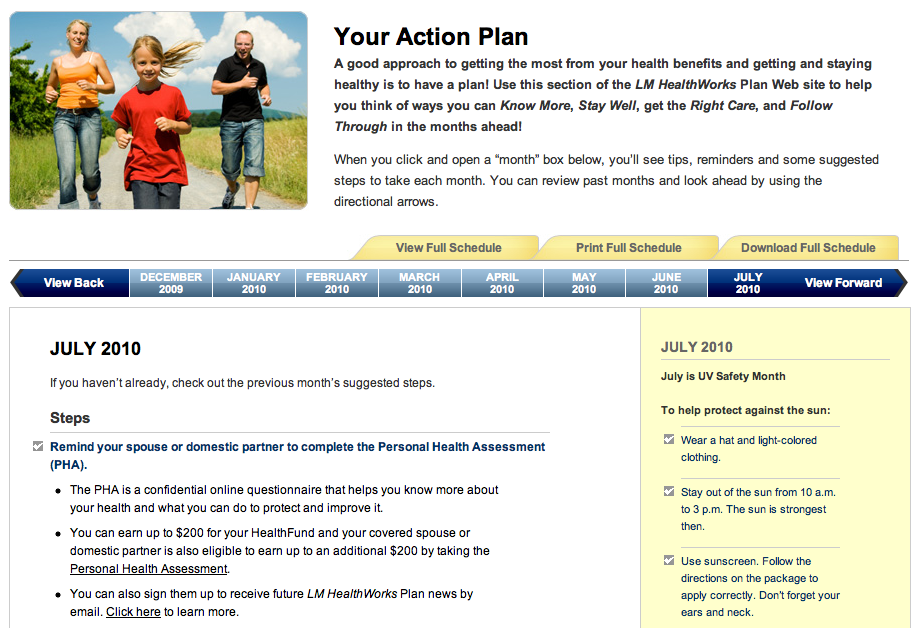 Action Plan One month of the action plan in the HTML version