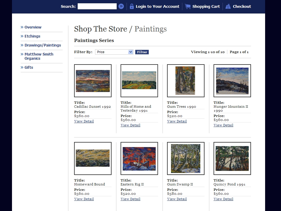 Store Landing Page Category landing page for a section of the store.