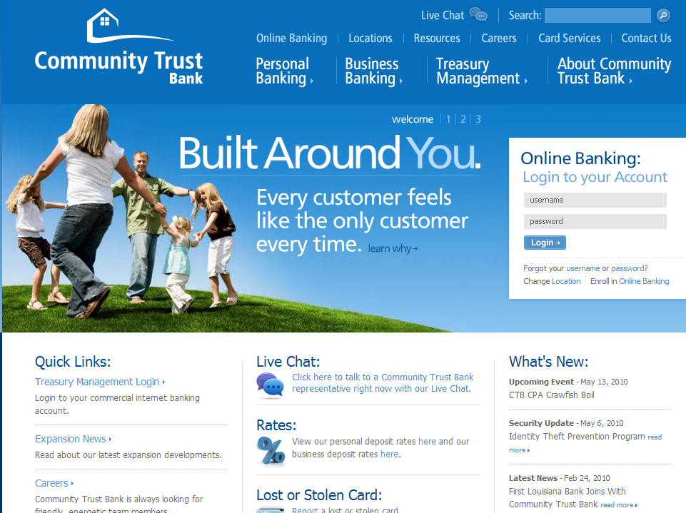 Homepage Community Trust Bank has locations in Louisiana, Mississippi and Texas.