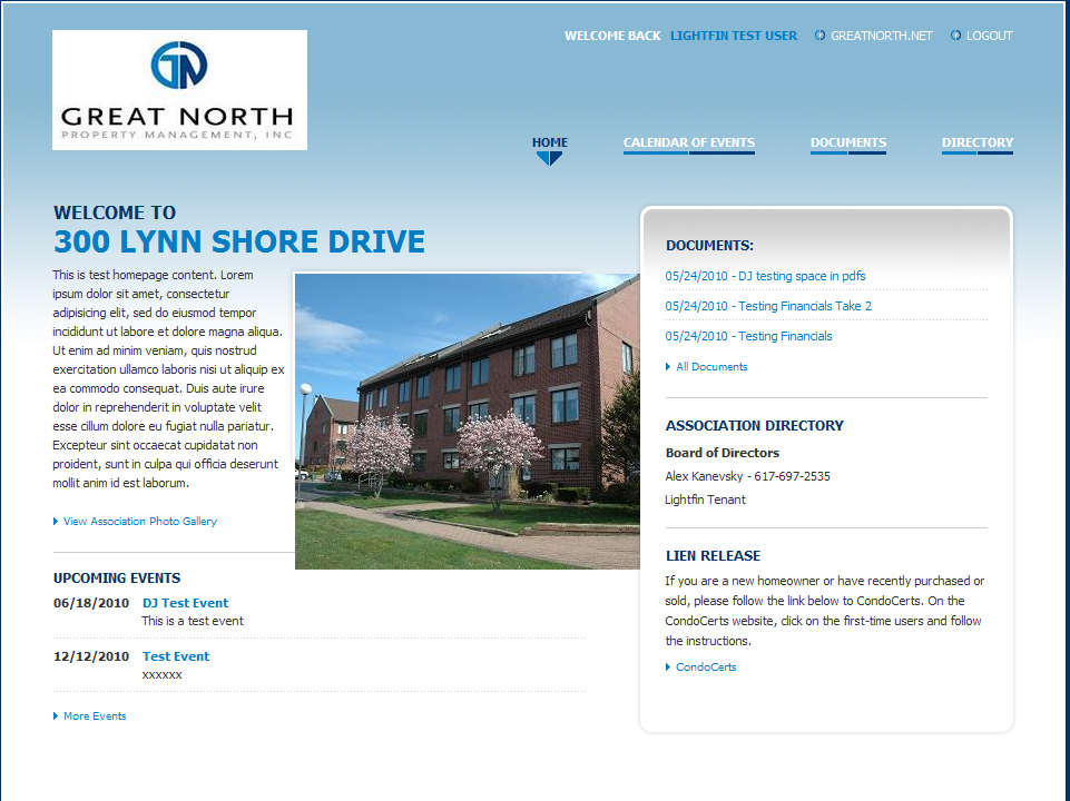 Mini-Sites Each association has its own website with a member directory, calendar of events and a document library that can be managed by board members.